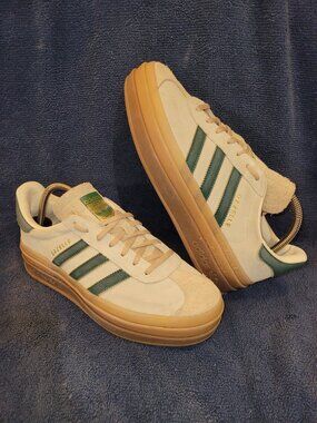Adidas Gazelle Bold Women's Size 10 Beige Green Tan Gum Sneakers ID7056 (#2053)